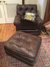 Loblein Brothers leather chair & ottoman 