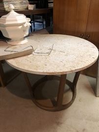 MID CENTURY TABLE WITH GRANITE LIKE TOP