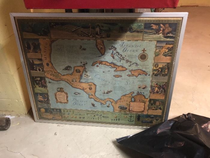 ONE OF SEVERAL FRAMES NAUTICAL MAPS