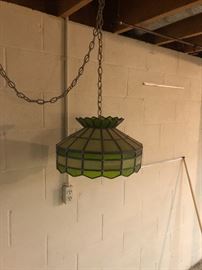 ONE OF 3 MATCHING MID CENTURY GREEN HANGING LAMPS