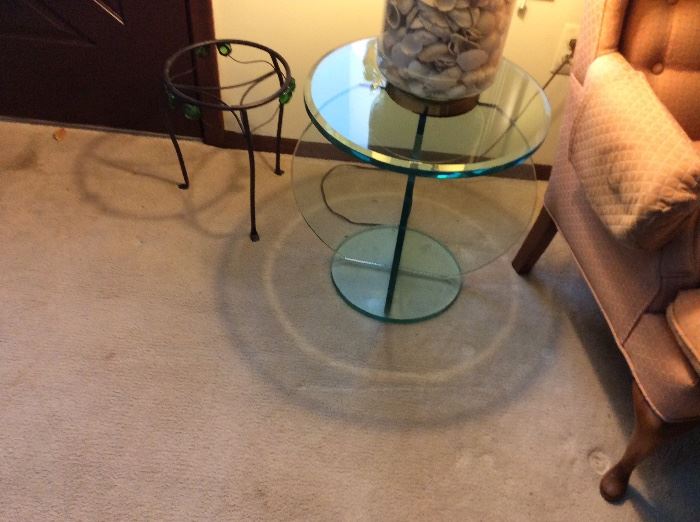 ONE OF 3 SOLID GLASS TABLES