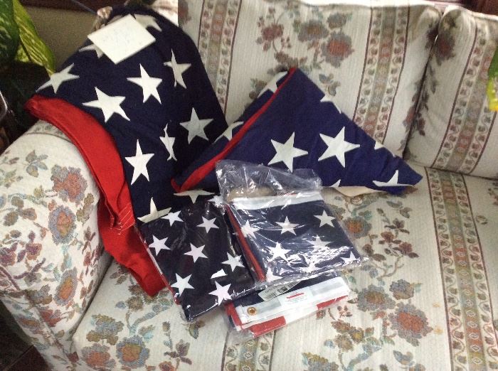 Nice flag collection including a Valley Forge stitched 48 star WWII era in MINT condition