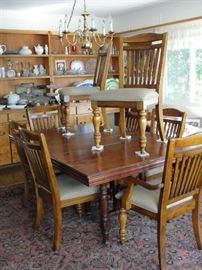 Dining Room Table w/8 Chairs & 4 Leaves. Picture w/2 leaves, 48" wide x 72" long. 2 -12" leaves extends to 96" long