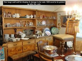 Measures 10' long x 82-1/2" tall x 21" deep base. Top part removes from base for moving. Great piece for displaying your collections!!