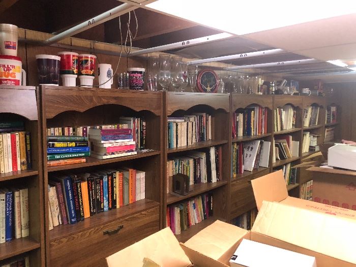SHELVES AND SHELVES OF BOOKS AND THE BOOK CASES ARE ALSO FORSALE