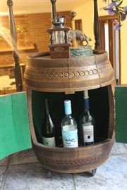 Wine Barrel Home bar- carved