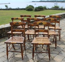 set of 8 decorated country chairs