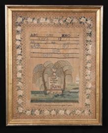 American sampler memorial, needlework