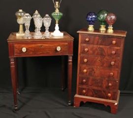 Antique side table & antique lighting