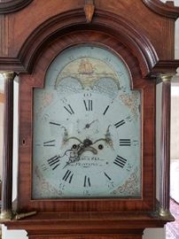 Mahogany American tall clock face