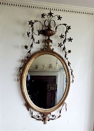 Urn top decorative mirror