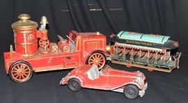 toy street car and fire truck