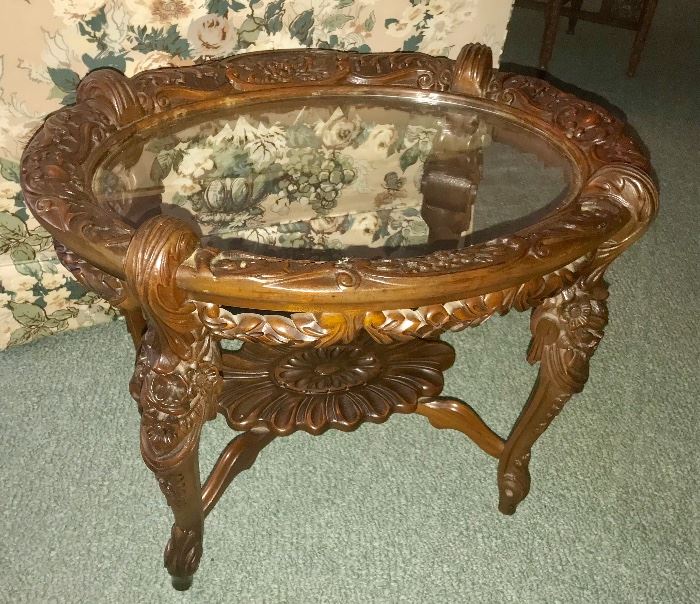 Italian carved mahogany table