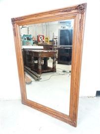 Beveled Glass Wood Frame Wall Mirror