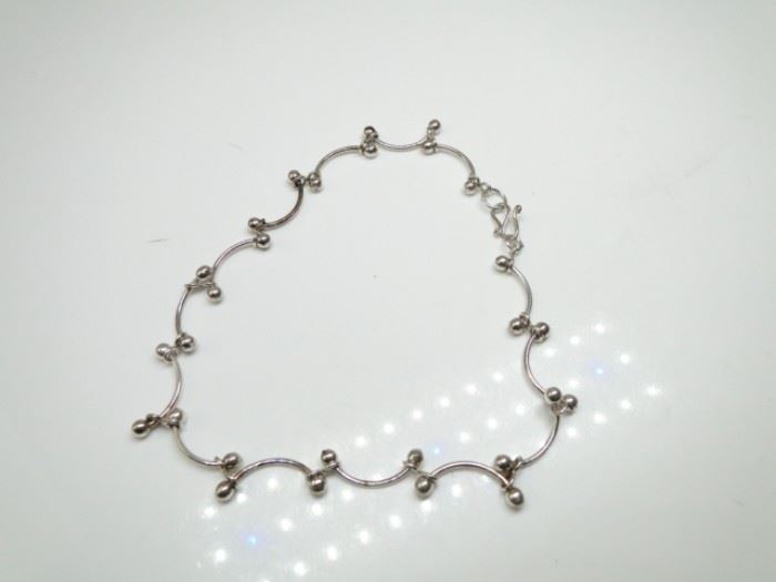 925 Silver Carved Link Bracelet or Anklet 10