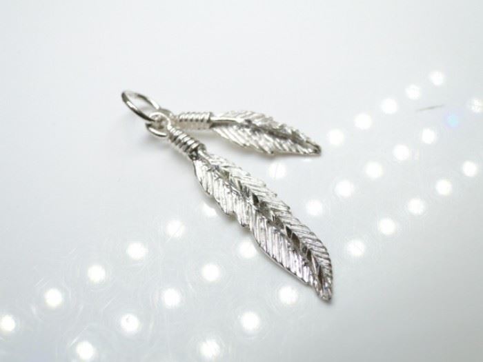 925 Silver Twin Feathers Charm or Pendant