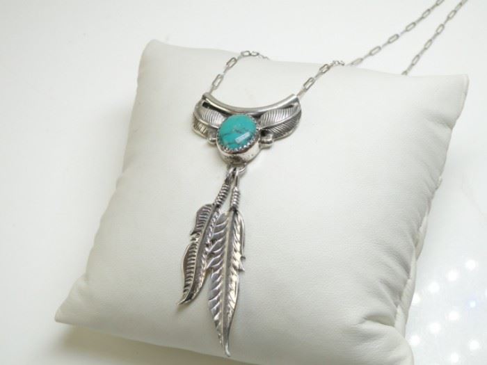 JW Sterling Silver Turquoise Pendant Necklace