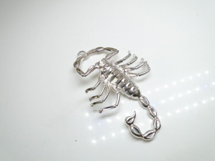 Large, Bright 925 Silver Scorpion Pendant