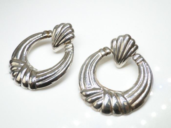 NICE 925 Silver Hoop Seashell Earrings