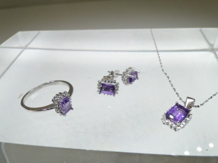 Size 7 Sterling Silver and Purple Amethyst