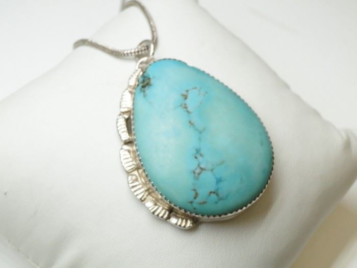 Vintage Sterling Silver and Turquoise Pendant