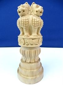Lion Capital Wood Statue