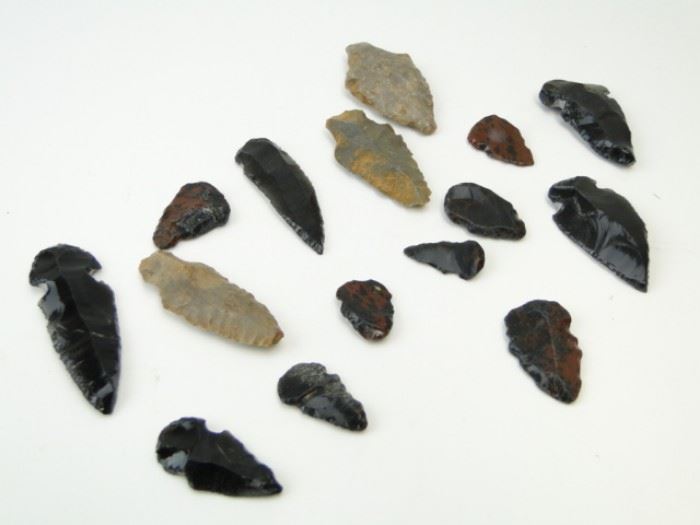Collection of Various Antique Arrow Heads (15)