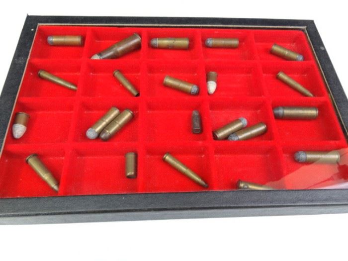 Vintage Bullets in Display Case