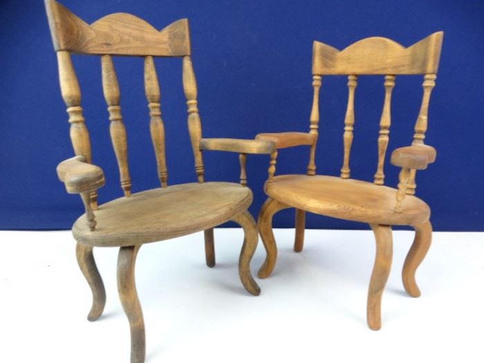 Handcrafted Solid Wood Doll Furniture Chairs (2)