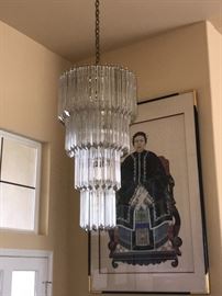 Mid century Venini Italian 4 tiered crystal chandelier.