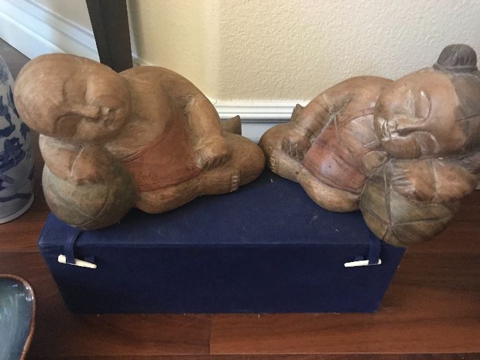 antique Wood carved Chinese figurines
