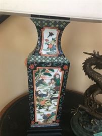 Beautiful Chinese  warrior vase made into lamp