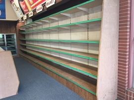 Wall shelving unit, 8'1/2"H X 24'8"L, 22" bottom shelf, 5 adjustable shelves