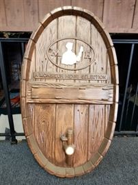 Plastic barrel looking wall sign 33" long X 22" wide X 2 1/2" deep.