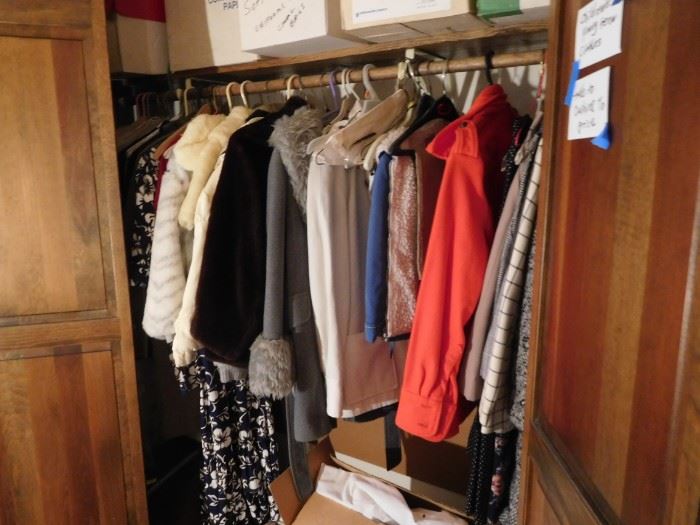 young  person  clothes in  closet  and  in  boxes  above