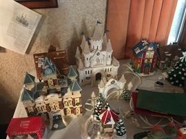 Department 56 buildings, many retired and rare.
