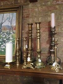 Variety of brass candle holders