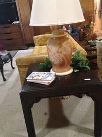 One of two matching side tables