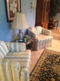 Matching upholstered club chairs