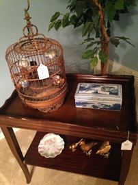 Small bird cage; 2-tier rectangular side table