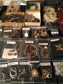Variety of costume jewelry
