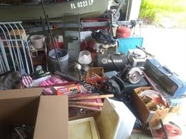Loads of tools, camping supplies and manly things