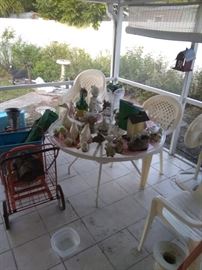 Faux  concrete statuettes and plastic statues  $2 and up