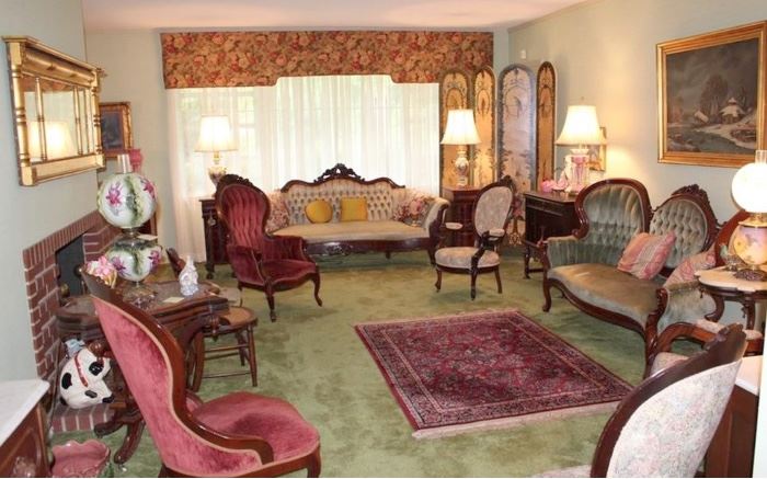  Living Room full of antique and reproduction Victorian furniture