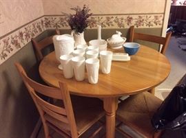 GREAT TABLE WITH 4 WICKER /  CANE CHAIRS PERFECT SHAPE! 