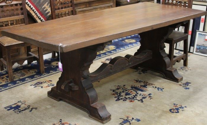 LOT #7130 - EARLY SPANISH COLONIAL TRESTLE TABLE