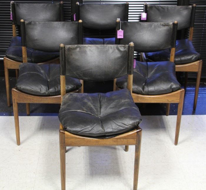 LOT #7312 - SET OF (6) MID-CENTURY ROSEWOOD DINING CHAIRS