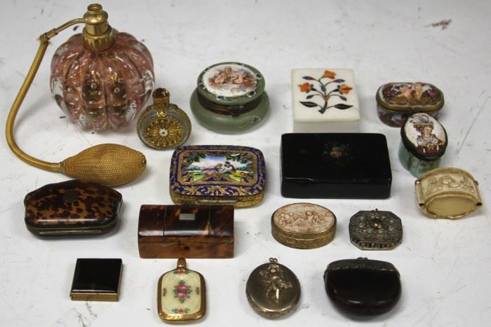 LOT #7397 - LOT OF (17) VINTAGE FRENCH BOXES & PERFUME BOTTLES