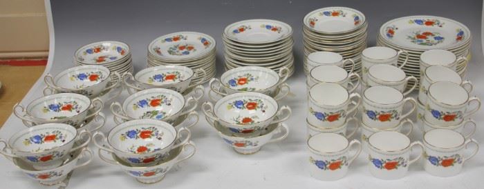 LOT #7409 - AYNSLEY FAMILLE ROSE CHINA SET, 80+ PIECES