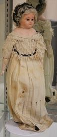 LOT #7451 - VINTAGE WAX DOLL WITH COSTUME, 22" L